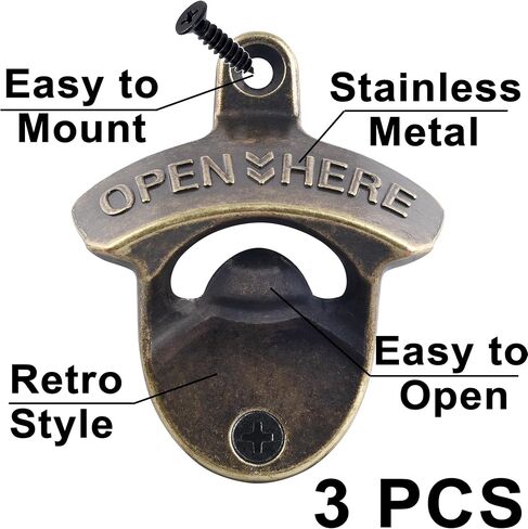 Black Wall Mounted Bottle Opener Stainless, Metal Screw on Beer Bottle Cap Opener OPEN HERE for Bar KTV Hotel in Saudi Arabia