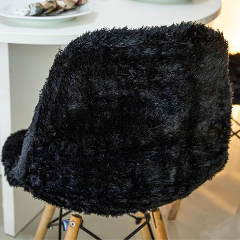 D. Vieira Têxtil & Decor Dining Room Luxury Faux Fur Chair Cover Slipcover DSR Mid Century Modern Chair Cover Removable Washable Anti-dust Chair Protectors (Light Pink) in Saudi Arabia