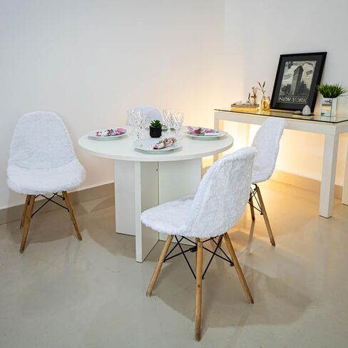 D. Vieira Têxtil & Decor Dining Room Luxury Faux Fur Chair Cover Slipcover DSR Mid Century Modern Chair Cover Removable Washable Anti-dust Chair Protectors (Light Pink) in Saudi Arabia