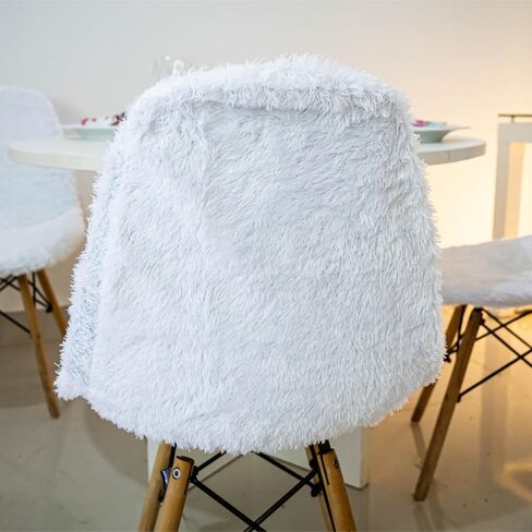 D. Vieira Têxtil & Decor Dining Room Luxury Faux Fur Chair Cover Slipcover DSR Mid Century Modern Chair Cover Removable Washable Anti-dust Chair Protectors (Light Pink) in Saudi Arabia