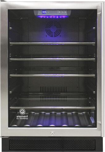 ثلاجة ومبرد Vinotemp VT-BC34 TS بسعة 19 بوصة. ثلاجة مشروبات صغيرة مع تحكم في درجة الحرارة قابل للتعديل وباب زجاجي، علبة، أسود، 80 مشروبًا in Saudi Arabia