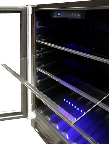 ثلاجة ومبرد Vinotemp VT-BC34 TS بسعة 19 بوصة. ثلاجة مشروبات صغيرة مع تحكم في درجة الحرارة قابل للتعديل وباب زجاجي، علبة، أسود، 80 مشروبًا in Saudi Arabia