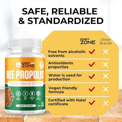 HONEYBEEZONE%100 حبيبات حبوب لقاح النحل الخام الطبيعية في كبسولات، أطعمة فائقة الجودة، فيتامين ب، مضادات الأكسدة، معادن، إنزيمات، بروتينات، أحماض أمينية، 500 مجم 60 كبسولة نباتية، صديقة للكيتو، خالية من الغلوتين، غير معدلة وراثيًا in Saudi Arabia