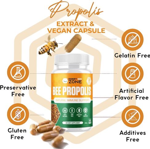 HONEYBEEZONE%100 حبيبات حبوب لقاح النحل الخام الطبيعية في كبسولات، أطعمة فائقة الجودة، فيتامين ب، مضادات الأكسدة، معادن، إنزيمات، بروتينات، أحماض أمينية، 500 مجم 60 كبسولة نباتية، صديقة للكيتو، خالية من الغلوتين، غير معدلة وراثيًا in Saudi Arabia