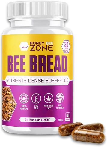 HONEYBEEZONE%100 حبيبات حبوب لقاح النحل الخام الطبيعية في كبسولات، أطعمة فائقة الجودة، فيتامين ب، مضادات الأكسدة، معادن، إنزيمات، بروتينات، أحماض أمينية، 500 مجم 60 كبسولة نباتية، صديقة للكيتو، خالية من الغلوتين، غير معدلة وراثيًا in Saudi Arabia