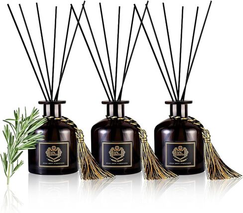Reed Diffuser Set of 3, 50ML Home Fragrance Essential for Bathroom Accessories Bedroom Shelf Decor & Air Fresheners, House Decor Diffuser with 15 Black Reed Sticks (Sandalwood) in Saudi Arabia