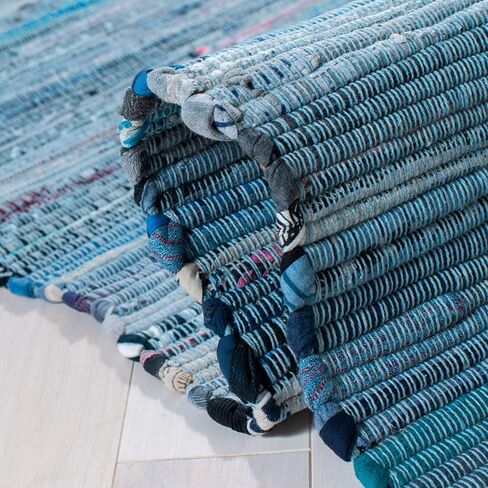 سجادة SAFAVIEH Rag Rug Collection - 10.16 سم × 15.24 سم، تركواز ومتعدد، قطن مخطط بوهو مصنوع يدويًا، مثالية للمناطق ذات حركة المرور العالية في المدخل، وغرفة المعيشة، وغرفة النوم (RAR127C) in Saudi Arabia