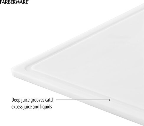 Farberware Large Cutting Board, Dishwasher- Safe Plastic Chopping Board for Kitchen with Easy Grip Handle, 11-inch by 14-inch, White in Saudi Arabia
