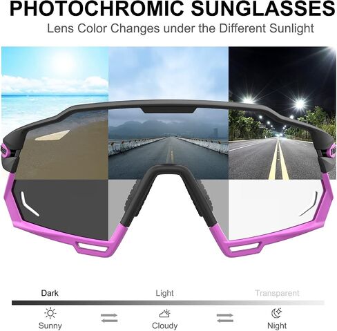 X-TIGER Photochromic Cycling Glasses for Men Women,Clear Sports Sunglasses UV Protection for Mountain Bike Baseball Running in Saudi Arabia
