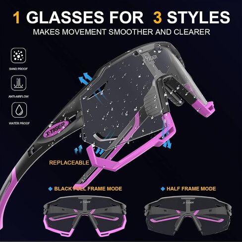 X-TIGER Photochromic Cycling Glasses for Men Women,Clear Sports Sunglasses UV Protection for Mountain Bike Baseball Running in Saudi Arabia