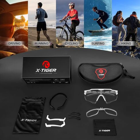 X-TIGER Photochromic Cycling Glasses for Men Women,Clear Sports Sunglasses UV Protection for Mountain Bike Baseball Running in Saudi Arabia