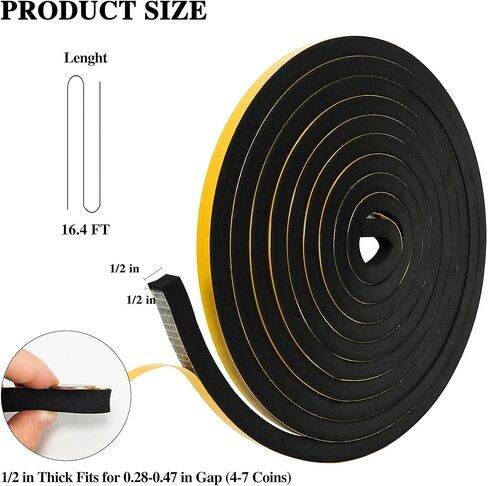 الطقس تجريد الباب ختم 1/2 "ث × 1/8" H لاصق الباب شريط عازل للصوت عالية المرونة رغوة ختم الشريط لإطار باب النافذة مكيف الهواء 32.8Ft in Saudi Arabia