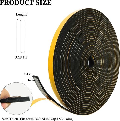 الطقس تجريد الباب ختم 1/2 "ث × 1/8" H لاصق الباب شريط عازل للصوت عالية المرونة رغوة ختم الشريط لإطار باب النافذة مكيف الهواء 32.8Ft in Kuwait