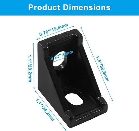 10pcs 2020 Series Aluminum Profile Connector, with 20pcs M5 T Nuts, 20pcs M5 Screws, and 1pcs Wrench, for 2020 Series Aluminum Extrusion Profile, Black, 17 x 20 x 20mm in Saudi Arabia