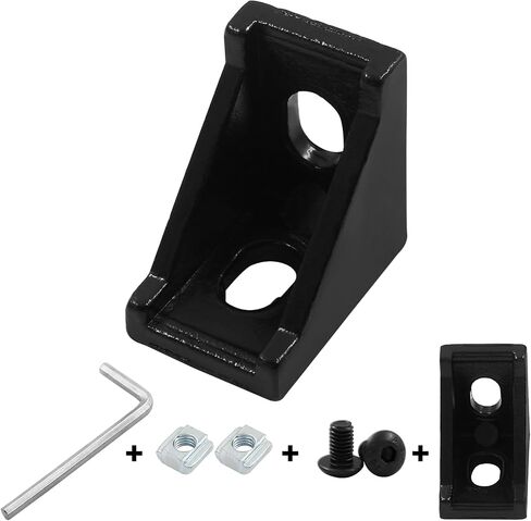 10pcs 2020 Series Aluminum Profile Connector, with 20pcs M5 T Nuts, 20pcs M5 Screws, and 1pcs Wrench, for 2020 Series Aluminum Extrusion Profile, Black, 17 x 20 x 20mm in Saudi Arabia