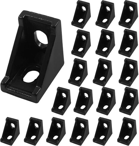 10pcs 2020 Series Aluminum Profile Connector, with 20pcs M5 T Nuts, 20pcs M5 Screws, and 1pcs Wrench, for 2020 Series Aluminum Extrusion Profile, Black, 17 x 20 x 20mm in Saudi Arabia
