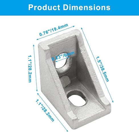 10pcs 2020 Series Aluminum Profile Connector, with 20pcs M5 T Nuts, 20pcs M5 Screws, and 1pcs Wrench, for 2020 Series Aluminum Extrusion Profile, Black, 17 x 20 x 20mm in Saudi Arabia