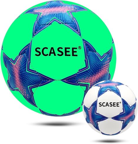 Soccer Ball Holographic Size 5 & Size 4 & Size 3 Glow in The Dark Soccer Balls with Pump and Net Ball- Gifts for Kids,Men,Adults in Saudi Arabia
