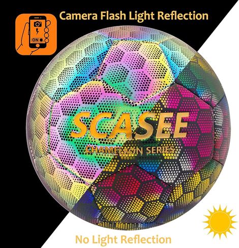Soccer Ball Holographic Size 5 & Size 4 & Size 3 Glow in The Dark Soccer Balls with Pump and Net Ball- Gifts for Kids,Men,Adults in Saudi Arabia