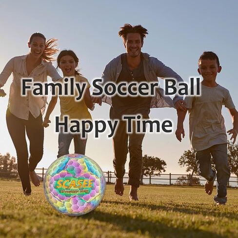 Soccer Ball Holographic Size 5 & Size 4 & Size 3 Glow in The Dark Soccer Balls with Pump and Net Ball- Gifts for Kids,Men,Adults in Saudi Arabia
