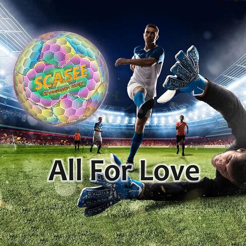 Soccer Ball Holographic Size 5 & Size 4 & Size 3 Glow in The Dark Soccer Balls with Pump and Net Ball- Gifts for Kids,Men,Adults in Saudi Arabia