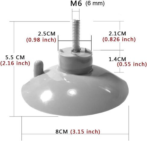M6 - D 8 cm (D 3.15") Powerful Strong Extension Screw Suction Cup Hook with Lock Nut,Multipurpose,Enhanced Suction,for Table Machine Fixing,5 PCS (BLACK) in Saudi Arabia