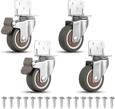4PCS Furniture Casters Crib Rubber Wheel L Type 1 inch 360 Degree Swivel Mute Caster,Total Load Capacity 80Lbs with Mounting Screws, Lshaped casters in Kuwait