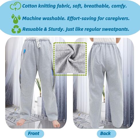 Catheter Leg Bag Pants for Men/Women, Urine Bag Holder Pants with Double Zippered Pockets, Catheter Supplies Holding 2x2000ml Catheter Bag for Nephrostomy, Foley, Cystostomy, Urostomy (XXL, Grey) in Saudi Arabia