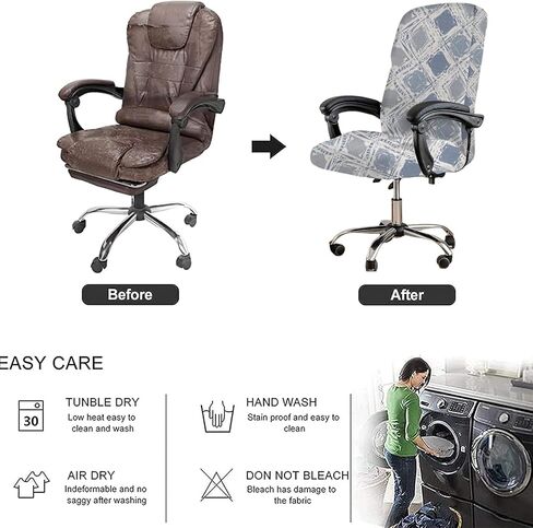 HAOYONG Office Chair Covers Stretch Computer Chair Slipcovers Soft Desk Chair Cover Printed Boss Chair Covers Universal Rotating Chair Cover Removable Washable Seat Covers for Office Chairs - Large in Saudi Arabia