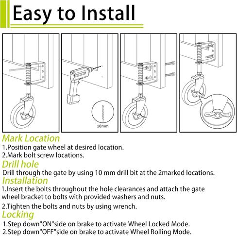 عجلات بوابة شديدة التحمل مقاس 4 بوصات للبوابة الخشبية والسياج، عجلة بوابة قابلة للتعديل محملة بنابض مع لوحة تثبيت عالمية، عجلة دعم بوابة التأرجح بدون انقطاع، عبوتان in Kuwait