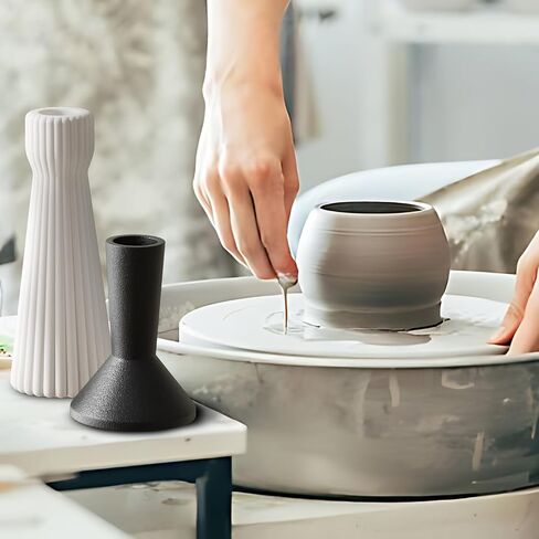 Taper Candle Holders for Candlesticks Ceramic Candle Stick Candle Holder- Set of 2 Decorative Candle Stand for Wedding Decor,Dinner Party and Table Centerpieces,Housewarming Gift Black in Saudi Arabia