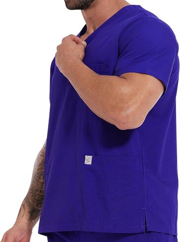 Scrub Tops for Men - V-Neck Scrubs with 3 Pocket Men's Overalls, for Nurse, Dentist, Vets, Team Workwear in Saudi Arabia