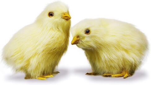 2pcs Realistic Little Chirping Baby Chicks Toys Plush Chicken Easter Decorations,Easter Gifts,Easter Photo Props (CK-Flying+Upright) in Saudi Arabia