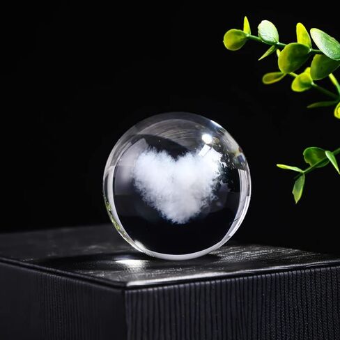 Glowing Crystal Ball 3D Inner Carved Small Crystal Ball Light with Wood Base, Decorative Creative Gift Luminous Crystal Ball for Christmas Classmates and Kids Girls' Birthday (Cat) in Saudi Arabia