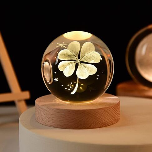Glowing Crystal Ball 3D Inner Carved Small Crystal Ball Light with Wood Base, Decorative Creative Gift Luminous Crystal Ball for Christmas Classmates and Kids Girls' Birthday (Cat) in Saudi Arabia