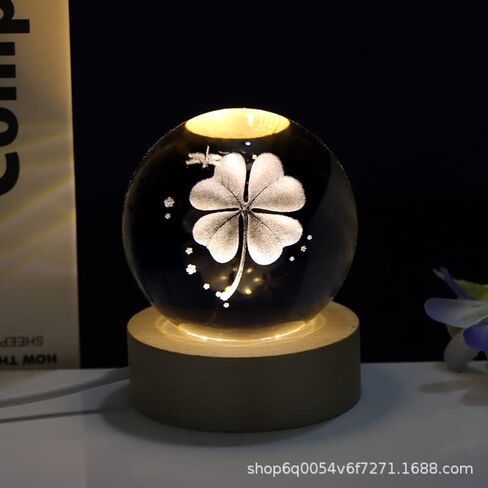 Glowing Crystal Ball 3D Inner Carved Small Crystal Ball Light with Wood Base, Decorative Creative Gift Luminous Crystal Ball for Christmas Classmates and Kids Girls' Birthday (Cat) in Saudi Arabia