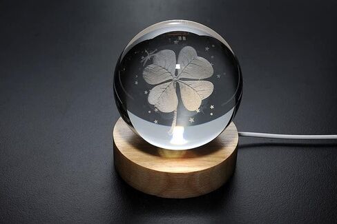 Glowing Crystal Ball 3D Inner Carved Small Crystal Ball Light with Wood Base, Decorative Creative Gift Luminous Crystal Ball for Christmas Classmates and Kids Girls' Birthday (Cat) in Saudi Arabia