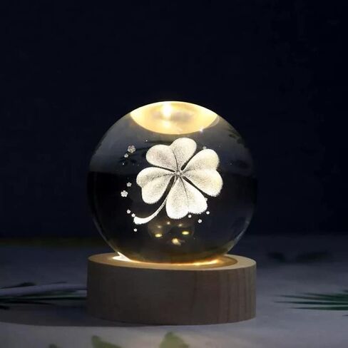 Glowing Crystal Ball 3D Inner Carved Small Crystal Ball Light with Wood Base, Decorative Creative Gift Luminous Crystal Ball for Christmas Classmates and Kids Girls' Birthday (Cat) in Saudi Arabia