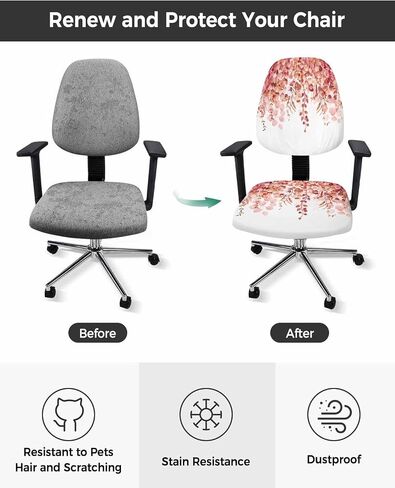 Eucalyptus Sage Green, 2 Pieces Computer Office Chair Covers Set, Stretchable Desk Rotating Chair Seat Cushion Slipcover Back Covers, Decorative Protectors Cover Vintage Spring Summer Plant Leaves in Saudi Arabia