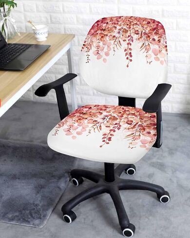 Eucalyptus Sage Green, 2 Pieces Computer Office Chair Covers Set, Stretchable Desk Rotating Chair Seat Cushion Slipcover Back Covers, Decorative Protectors Cover Vintage Spring Summer Plant Leaves in Saudi Arabia