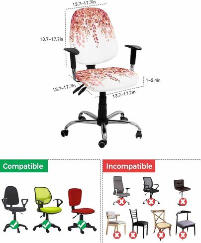 Eucalyptus Sage Green, 2 Pieces Computer Office Chair Covers Set, Stretchable Desk Rotating Chair Seat Cushion Slipcover Back Covers, Decorative Protectors Cover Vintage Spring Summer Plant Leaves in Saudi Arabia