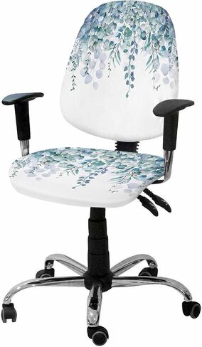 Eucalyptus Sage Green, 2 Pieces Computer Office Chair Covers Set, Stretchable Desk Rotating Chair Seat Cushion Slipcover Back Covers, Decorative Protectors Cover Vintage Spring Summer Plant Leaves in Saudi Arabia