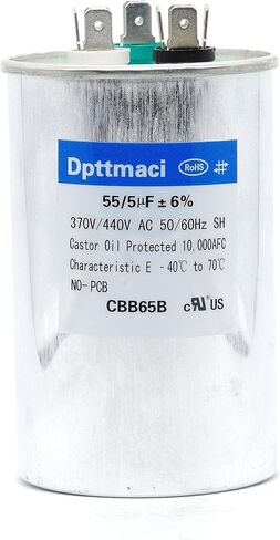 Dual Run Start Capacitor 25+5μF 25/5MFD 370V or 440V CBB65 AC Motor Run Round Capacitor for Unit Fan Motor Start or Heat Pump or Condenser Straight Cool (25+5μF) in Saudi Arabia