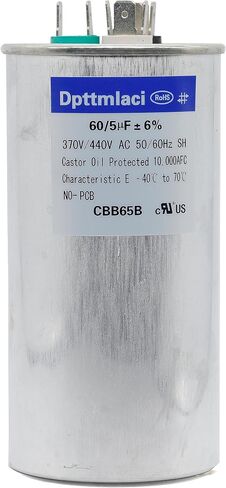 Dual Run Start Capacitor 25+5μF 25/5MFD 370V or 440V CBB65 AC Motor Run Round Capacitor for Unit Fan Motor Start or Heat Pump or Condenser Straight Cool (25+5μF) in Saudi Arabia