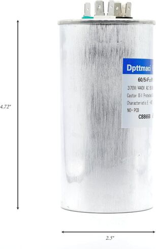 Dual Run Start Capacitor 25+5μF 25/5MFD 370V or 440V CBB65 AC Motor Run Round Capacitor for Unit Fan Motor Start or Heat Pump or Condenser Straight Cool (25+5μF) in Saudi Arabia