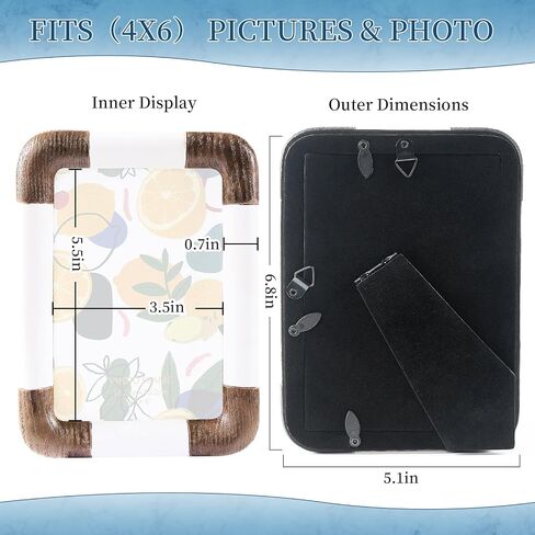 5x7 Picture Frame, Black and White Hand-Crafted Resin Picture Frame with Easel, Hook & Mat, for Tabletop & Wall Gallery Photo Frames in Saudi Arabia