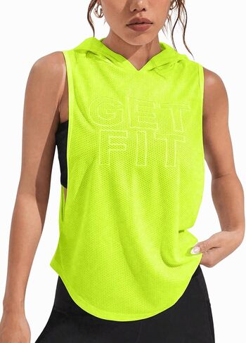 Verdusa Women's Letter Print Sleeveless Actvicewear Hoodie Workout Tank Tops in Saudi Arabia