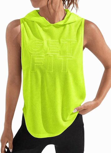 Verdusa Women's Letter Print Sleeveless Actvicewear Hoodie Workout Tank Tops in Saudi Arabia