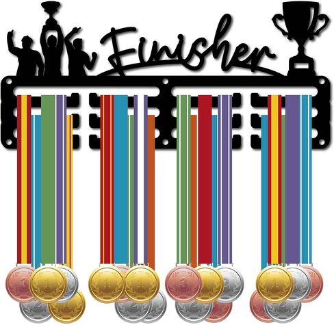 CREATCABIN Basketball Medal Hanger Display Medal Holder Rack Sports Metal Hanging Awards Iron Small Mount Decor Awards for Wall Home Badge Race Runner Marathon Medalist Black Athlete 11.4 x 5.1 Inch in Kuwait