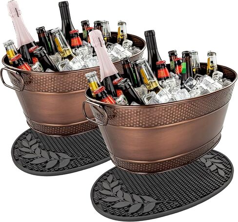 BREKX Stainless Steel Beverage Tub for Parties, Long-Lasting, Sealed to be Leak-Resistant & Rust-Proof with Handles - 15 Quarts (4 Gallon Bucket) - 18" x 13.5" x 7.5" Oval in Saudi Arabia